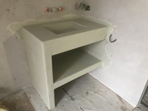 Lavabo en Béton Ciré creusé dans la masse d'un seul bloc